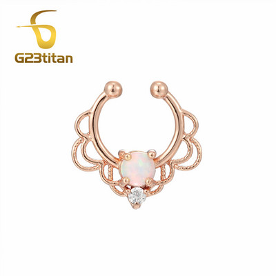 Kristály opál kő orrgyűrűk Titán septum Clicker Valódi hamis Septum Piercing fül Helix lebeny fülbevaló Daith Hoop testékszerek