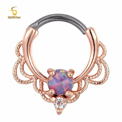 Kristály opál kő orrgyűrűk Titán septum Clicker Valódi hamis Septum Piercing fül Helix lebeny fülbevaló Daith Hoop testékszerek