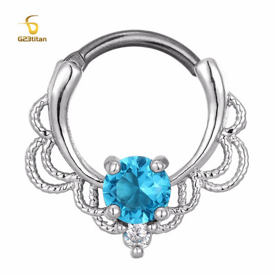 Kristály opál kő orrgyűrűk Titán septum Clicker Valódi hamis Septum Piercing fül Helix lebeny fülbevaló Daith Hoop testékszerek