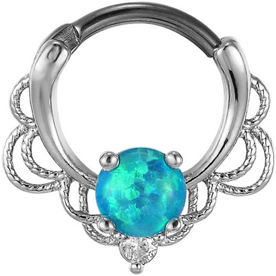 Kristály opál kő orrgyűrűk Titán septum Clicker Valódi hamis Septum Piercing fül Helix lebeny fülbevaló Daith Hoop testékszerek