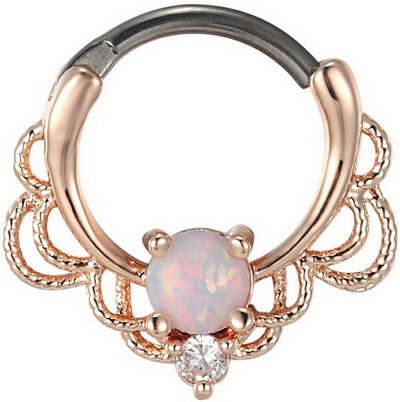 Kristály opál kő orrgyűrűk Titán septum Clicker Valódi hamis Septum Piercing fül Helix lebeny fülbevaló Daith Hoop testékszerek
