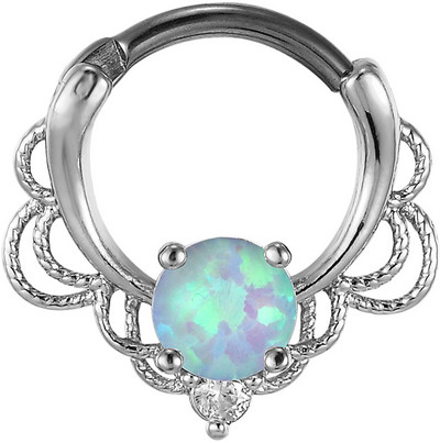 Kristály opál kő orrgyűrűk Titán septum Clicker Valódi hamis Septum Piercing fül Helix lebeny fülbevaló Daith Hoop testékszerek