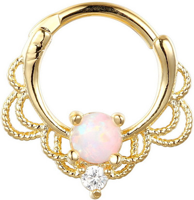 Kristály opál kő orrgyűrűk Titán septum Clicker Valódi hamis Septum Piercing fül Helix lebeny fülbevaló Daith Hoop testékszerek