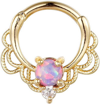Kristály opál kő orrgyűrűk Titán septum Clicker Valódi hamis Septum Piercing fül Helix lebeny fülbevaló Daith Hoop testékszerek