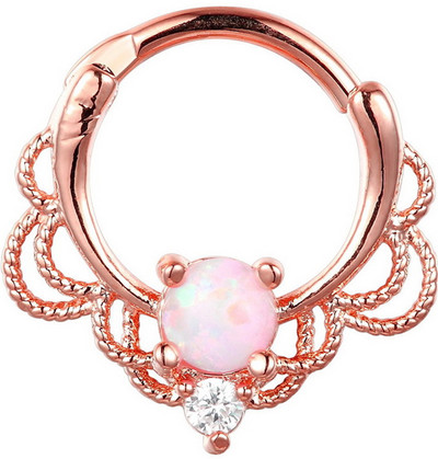Kristály opál kő orrgyűrűk Titán septum Clicker Valódi hamis Septum Piercing fül Helix lebeny fülbevaló Daith Hoop testékszerek