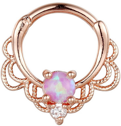 Kristály opál kő orrgyűrűk Titán septum Clicker Valódi hamis Septum Piercing fül Helix lebeny fülbevaló Daith Hoop testékszerek
