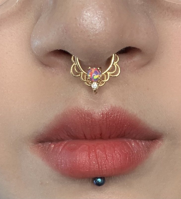 Kristály opál kő orrgyűrűk Titán septum Clicker Valódi hamis Septum Piercing fül Helix lebeny fülbevaló Daith Hoop testékszerek