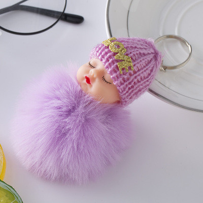 5 τμχ Παιχνίδι Baby Doll Dropship Χαριτωμένα μπρελόκ για κούκλα ύπνου για γυναικεία τσάντα Μπρελόκ παιχνιδιών Fluffy pom pom Faux Fur Λούτρινα μπρελόκ