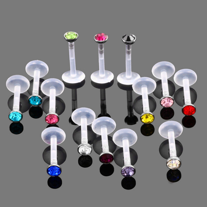 14Pcs/lot Bioplast Tragus Piercing Piercing za usne Prsten za usne hrskavice Tragus za uši Prsteni za piercing za usne Nakit za piercing