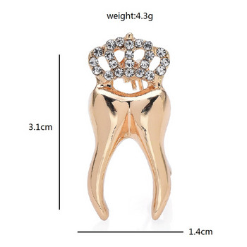 Wuli&baby Брошки за зъбни корони за жени Мъже 2-цветни кристали от сплав за зъби Парти брошка за офис Подаръци