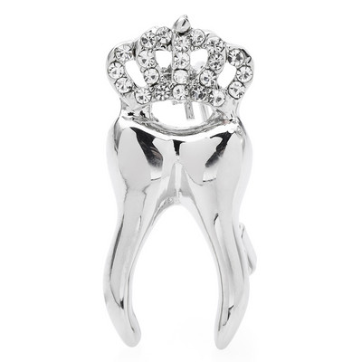 Wuli&baby Broșe cu dinți coroană pentru femei bărbați 2 culori cu stras din aliaj dinți pentru petrecere broșă pentru birou Pin Cadouri