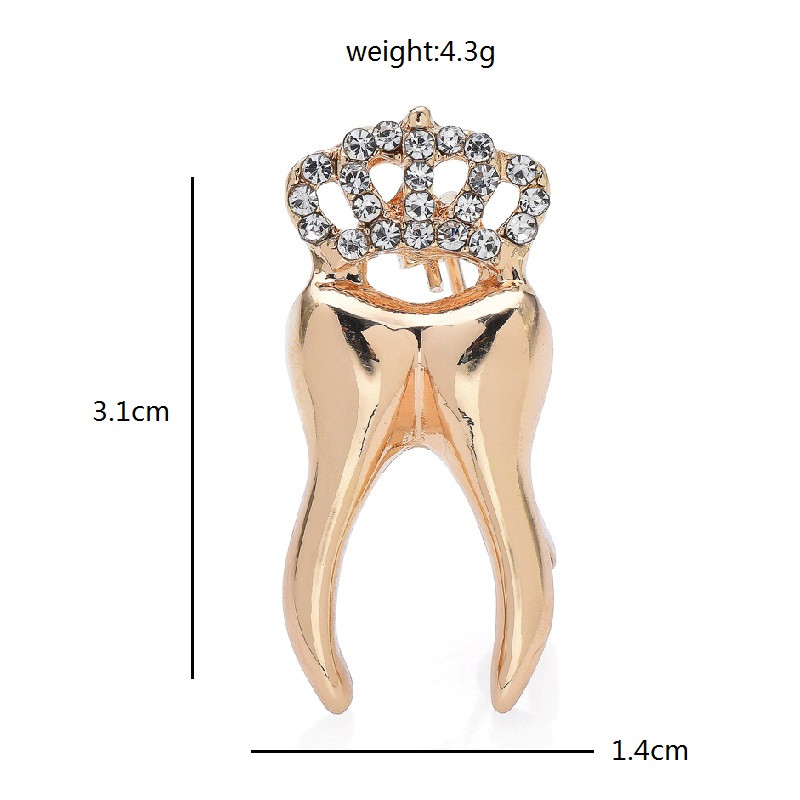 Wuli&baby Broșe cu dinți coroană pentru femei bărbați 2 culori cu stras din aliaj dinți pentru petrecere broșă pentru birou Pin Cadouri