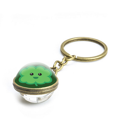 Ristikust võtmehoidja neljaleheline ristikklaasist kristallist kabošoni pall kahepoolselt ripatsiga metallist võtmehoidja Õnnelikud ehted Kingitused naistele Mees