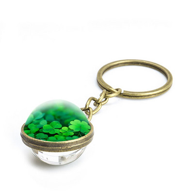 Ristikust võtmehoidja neljaleheline ristikklaasist kristallist kabošoni pall kahepoolselt ripatsiga metallist võtmehoidja Õnnelikud ehted Kingitused naistele Mees