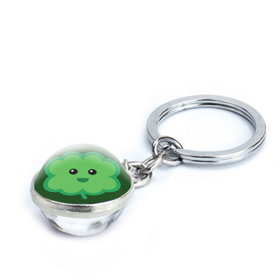 Ristikust võtmehoidja neljaleheline ristikklaasist kristallist kabošoni pall kahepoolselt ripatsiga metallist võtmehoidja Õnnelikud ehted Kingitused naistele Mees