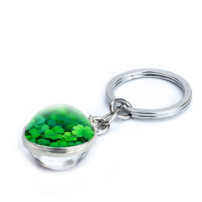 Ristikust võtmehoidja neljaleheline ristikklaasist kristallist kabošoni pall kahepoolselt ripatsiga metallist võtmehoidja Õnnelikud ehted Kingitused naistele Mees