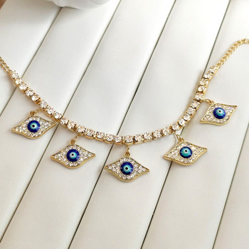 Модна синя висулка Evil Eye Гривна за глезена за жени Bohemia Beach Bling Crystal Tennis Chain Anklet 2022 Парти бижута Подаръци