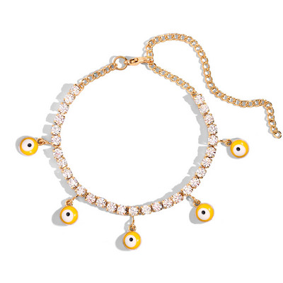 Brățară de gleznă cu pandantiv de ochi rău albastru de modă pentru femei Bohemia Beach Bling Crystal Tenis Lanț de gleznă 2022 Bijuterii de petrecere Cadouri
