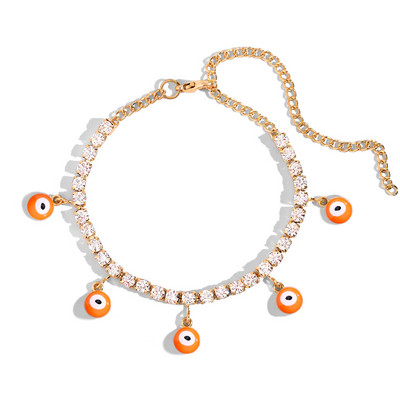 Brățară de gleznă cu pandantiv de ochi rău albastru de modă pentru femei Bohemia Beach Bling Crystal Tenis Lanț de gleznă 2022 Bijuterii de petrecere Cadouri