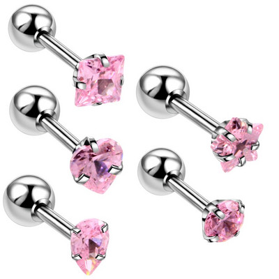 5db/tétel Steel Ear Tragus Porc fülbevaló Piercing Crystal Gem Ear Stud Bar Orelha Conch Helix Labret Piercingek Testékszerek
