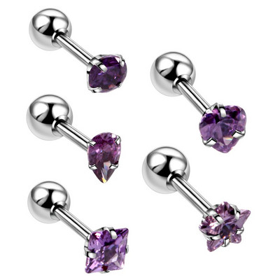 5db/tétel Steel Ear Tragus Porc fülbevaló Piercing Crystal Gem Ear Stud Bar Orelha Conch Helix Labret Piercingek Testékszerek