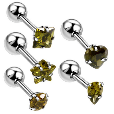 5db/tétel Steel Ear Tragus Porc fülbevaló Piercing Crystal Gem Ear Stud Bar Orelha Conch Helix Labret Piercingek Testékszerek