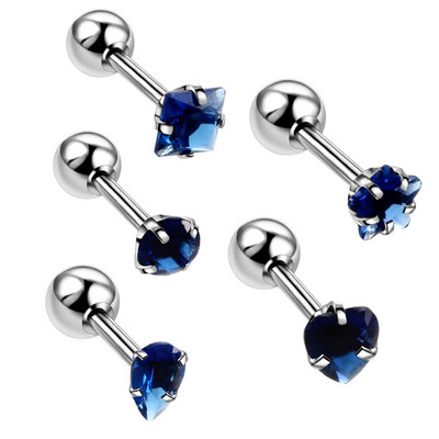 5db/tétel Steel Ear Tragus Porc fülbevaló Piercing Crystal Gem Ear Stud Bar Orelha Conch Helix Labret Piercingek Testékszerek