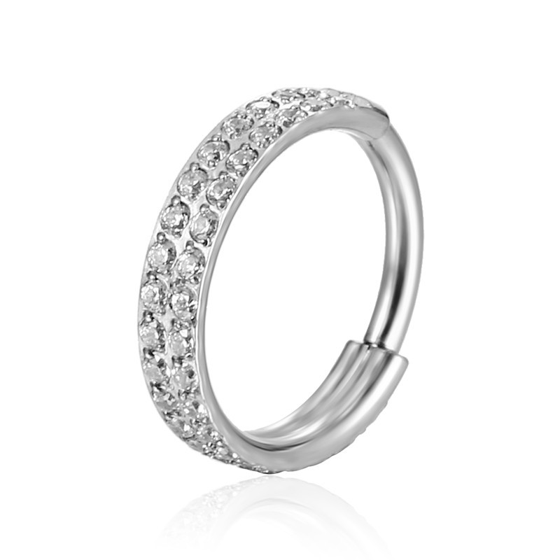 G23 Titanium cu două rânduri de zircon Septum Clicker Hoop Nas Stud Segment articulat Ureche Tragus Cartilag Helix Piercing Bijuterii Inel pentru nas