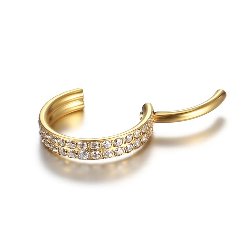 G23 Titanium cu două rânduri de zircon Septum Clicker Hoop Nas Stud Segment articulat Ureche Tragus Cartilag Helix Piercing Bijuterii Inel pentru nas