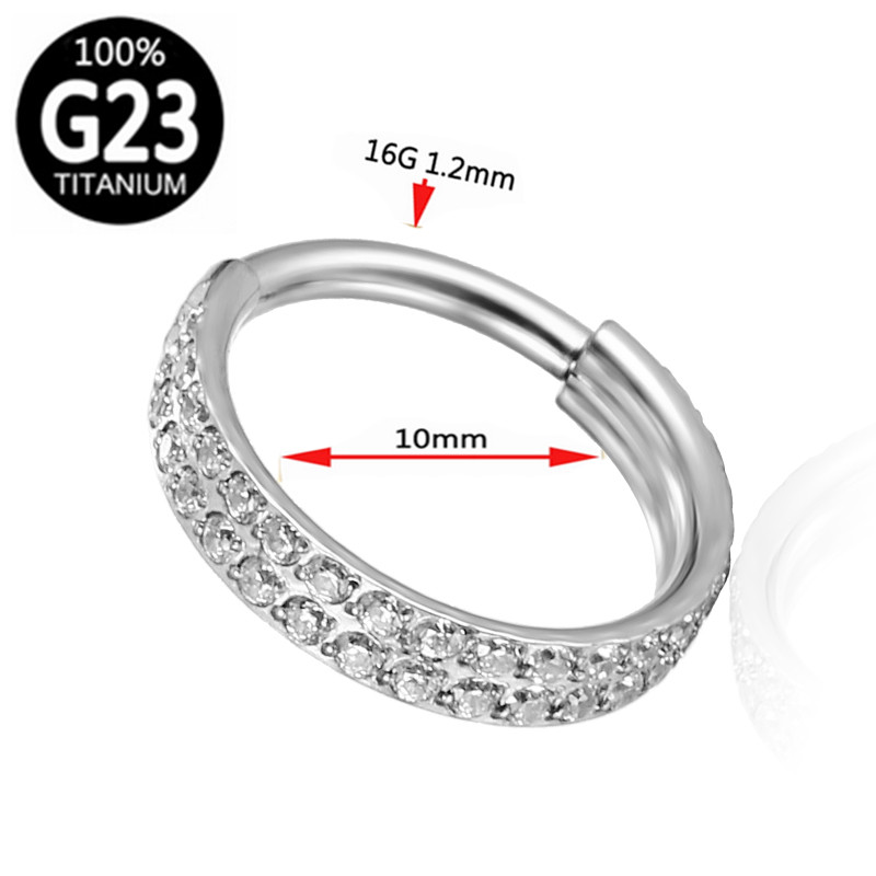 G23 Titanium cu două rânduri de zircon Septum Clicker Hoop Nas Stud Segment articulat Ureche Tragus Cartilag Helix Piercing Bijuterii Inel pentru nas