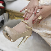 Bijuterii pentru picior de nuntă algeriană pentru femei, cu design de șarpe, glezne, brățară cu picior deschis, placată cu aur, cadouri de mireasă arabe, bijuterii