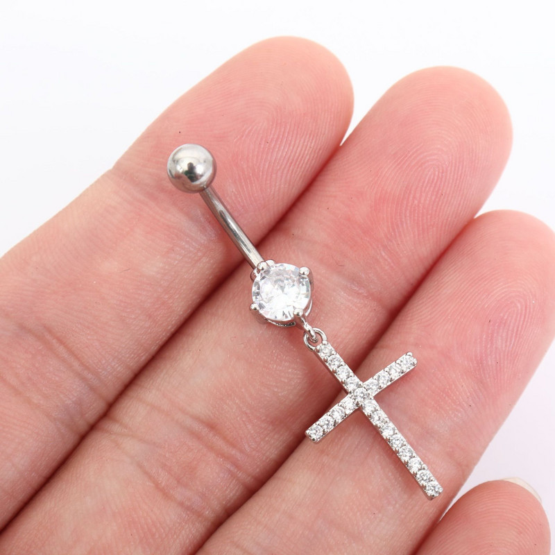 1 vnt. Madingi cirkonio kabantys sagos žiedai, bambos kryžminiai auskarai, auskarai, vėrimas į pilvą, seksualūs kūno papuošalai iš plieno