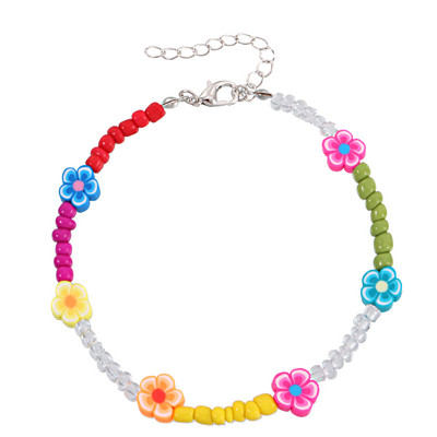 Brățară de gleznă cu margele boeme pentru femei, lucrată manual, floare de margaretă, perlă, lanț pentru picioare, reglabil, cadou de bijuterii pentru plajă de vară pentru fată