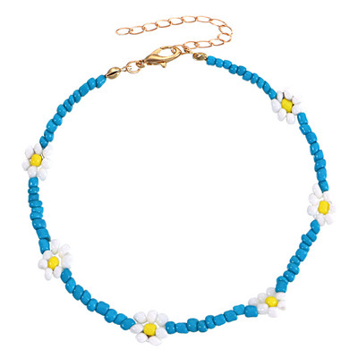 Brățară de gleznă cu margele boeme pentru femei, lucrată manual, floare de margaretă, perlă, lanț pentru picioare, reglabil, cadou de bijuterii pentru plajă de vară pentru fată