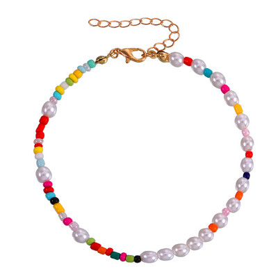 Brățară de gleznă cu margele boeme pentru femei, lucrată manual, floare de margaretă, perlă, lanț pentru picioare, reglabil, cadou de bijuterii pentru plajă de vară pentru fată