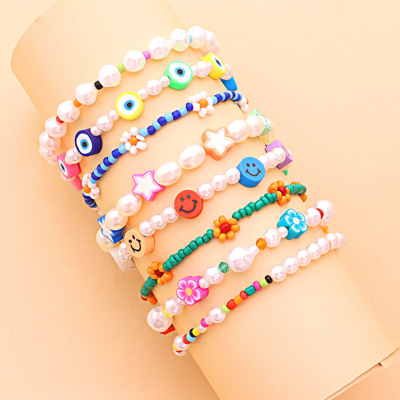 Brățară de gleznă cu margele boeme pentru femei, lucrată manual, floare de margaretă, perlă, lanț pentru picioare, reglabil, cadou de bijuterii pentru plajă de vară pentru fată