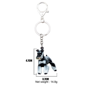 Bonsny Acrylic Cute Schnauzer Μπρελόκ για σκύλους Μπρελόκ Δαχτυλίδια Θήκη Ζώων Κοσμήματα για Γυναικείες Τσάντα Κρεμαστό Αυτοκίνητο Κρεμαστό Δώρο Γούρια Hot