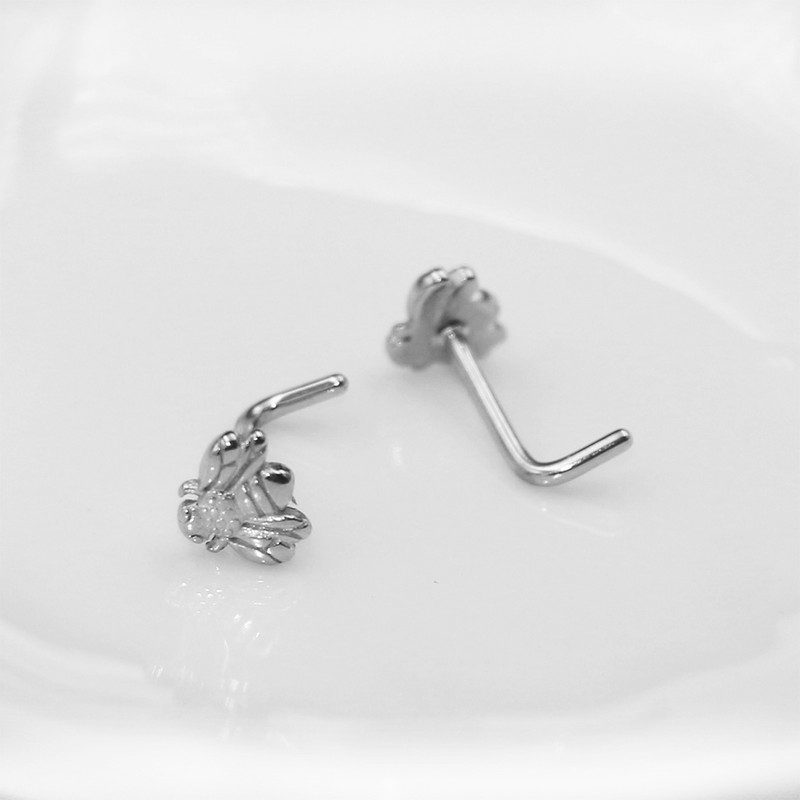18g 20g L alakú orrcsap The Snake Bee orrpiercing 100% 316 rozsdamentes anyag testpiercing ékszer férfiaknak és nőknek ajándék