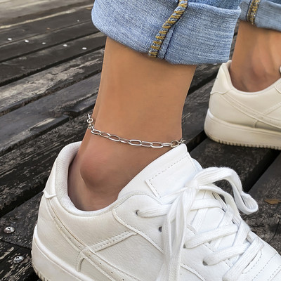 IngeSight.Z Απλή Μινιμαλιστική Χρυσή Αλυσίδα Βραχίονες με Επίπεδη Λεπίδα Στριφτή Αλυσίδα Φίδι Στριφτή Κόσμημα στο Πόδι Σανδάλια ξυπόλητα Κοσμήματα