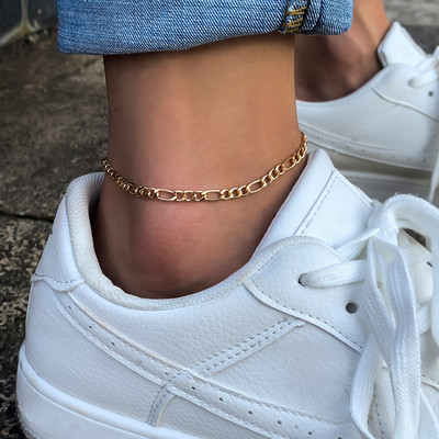 IngeSight.Z Απλή Μινιμαλιστική Χρυσή Αλυσίδα Βραχίονες με Επίπεδη Λεπίδα Στριφτή Αλυσίδα Φίδι Στριφτή Κόσμημα στο Πόδι Σανδάλια ξυπόλητα Κοσμήματα