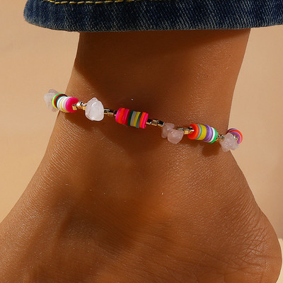 ZYZQ Lanțuri boeme cu margele gleznă inimă rotundă colorată pentru femei, fete, glezne, sandale desculțe, bijuterii pentru picioare, cadou