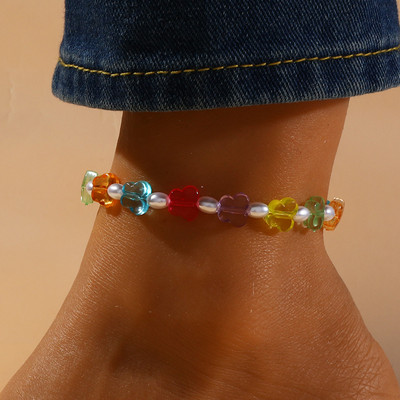 ZYZQ Lanțuri boeme cu margele gleznă inimă rotundă colorată pentru femei, fete, glezne, sandale desculțe, bijuterii pentru picioare, cadou