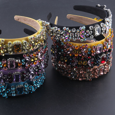 Jauns modes Baroka daudzkrāsains Rhinestones Krāšņs Temperaments Rhinestone Galvassegas Izlaiduma Ceļojumu Dāvana Matu Aksesuāri 865