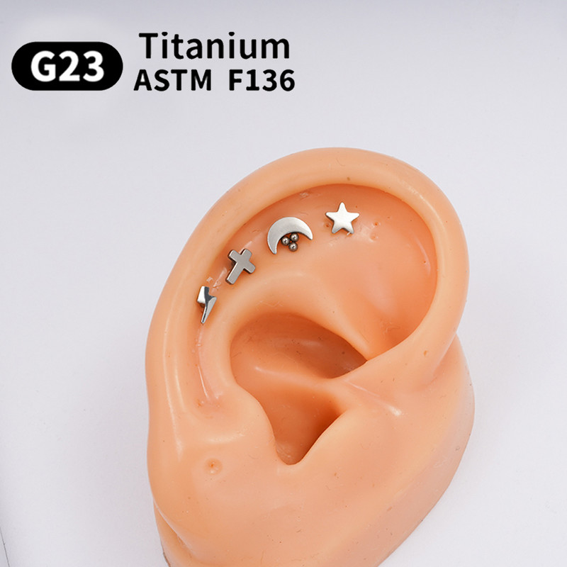 2 buc 16G G23 cercei cu titan Labret pentru buze pentru femei Pircing Nariz Conch Cartilage Helix Cercei nazal unghii bijuterii pentru corp