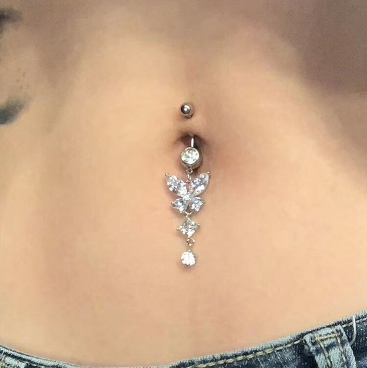 Tauriņš nabas auskars vēders pīrsings tērauda vēders nabas gredzeni kristāla pīrsings naba sirds stils pīrsings sekss ķermenim rotaslietas