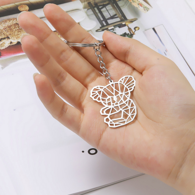 Lanț de chei Unift Hollow Koala Breloc de mașină din oțel inoxidabil Breloc drăguț pentru femei bărbați Biroiuri cu animale Cadou pentru cel mai bun prieten