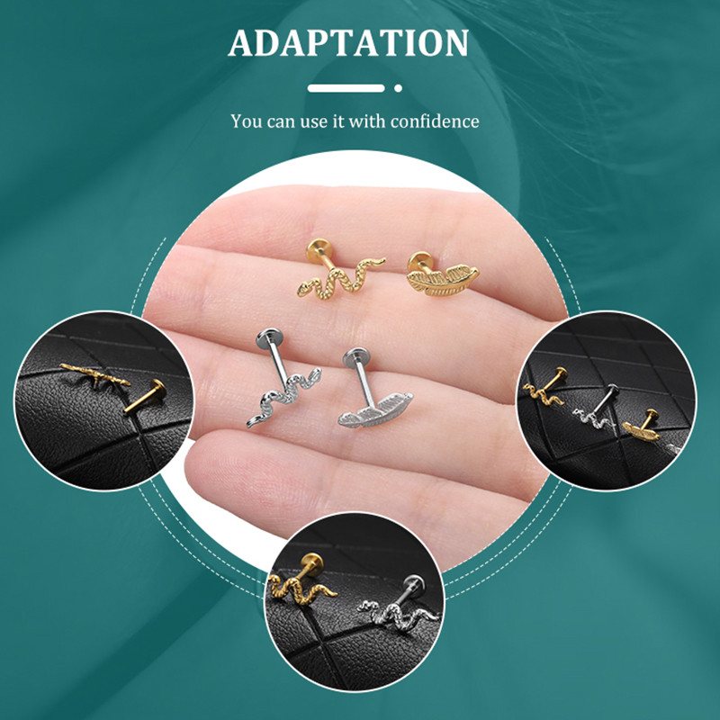 G23 titan antialergic frunze de șarpe ureche șurub conch șurub tragus cartilaj Daith cercei corp piercing bijuterii 16G