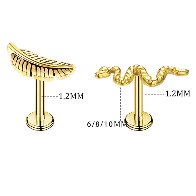 G23 titan antialergic frunze de șarpe ureche șurub conch șurub tragus cartilaj Daith cercei corp piercing bijuterii 16G