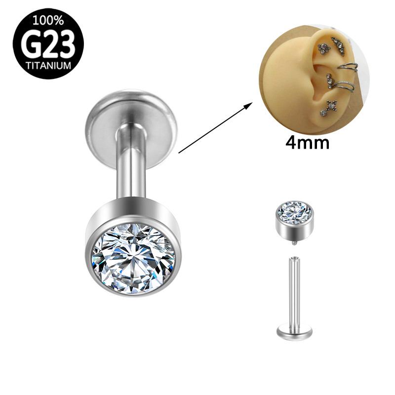 G23 titán piercing füllebeny belső szál Labret ajakápoló porc gótikus kristály fülbevaló Tragus Stud punk testékszer