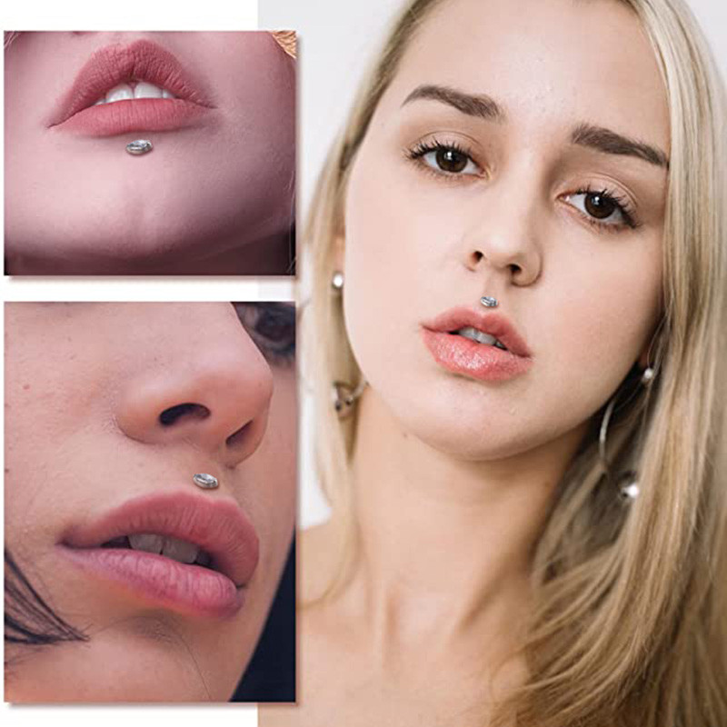 G23 titan ureche Stud Marquise Crystal Labret CZ pavat cartilaj Tragus PIERC Cercei Inele pentru buze Stud Helix Piercing Bijuterii pentru corp